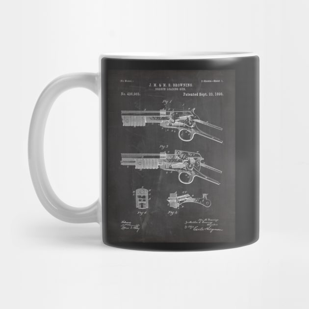 Browning Breach Rifle Patent - Gun Lover Gunsmith Art - Black Chalkboard by patentpress